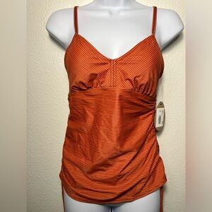 Prana‎ Women's Moorea Striped Tankini Swim Top Size Small orange swimsuit new